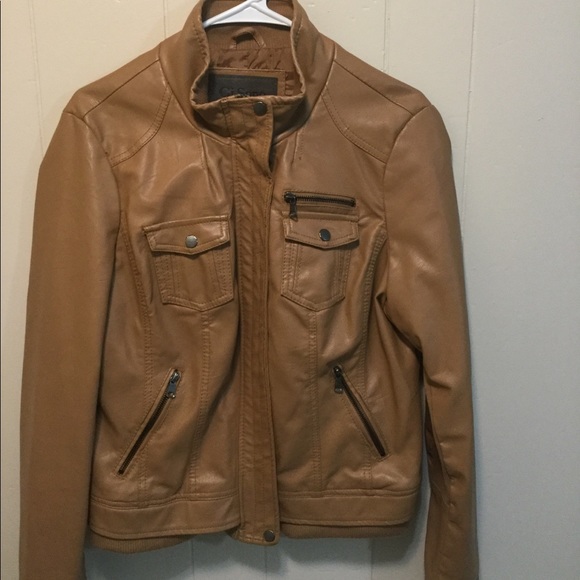Ci Sono Jackets & Blazers - Ci Sono by Cavalini Light Brown Faux Moto Jacket